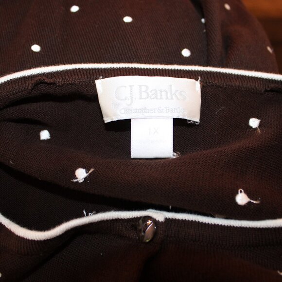 CJ Banks by Christopher Banks Brown and White Polka Dot Sweater Size 1X - Picture 6 of 6